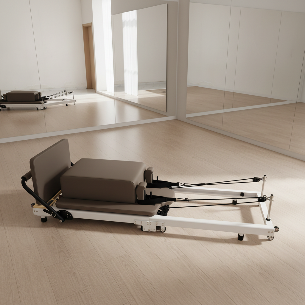 Pilates & Yoga Unleashed International Academy Yonkers - Custom Logo Foldable Aluminum Pilates Reformer,