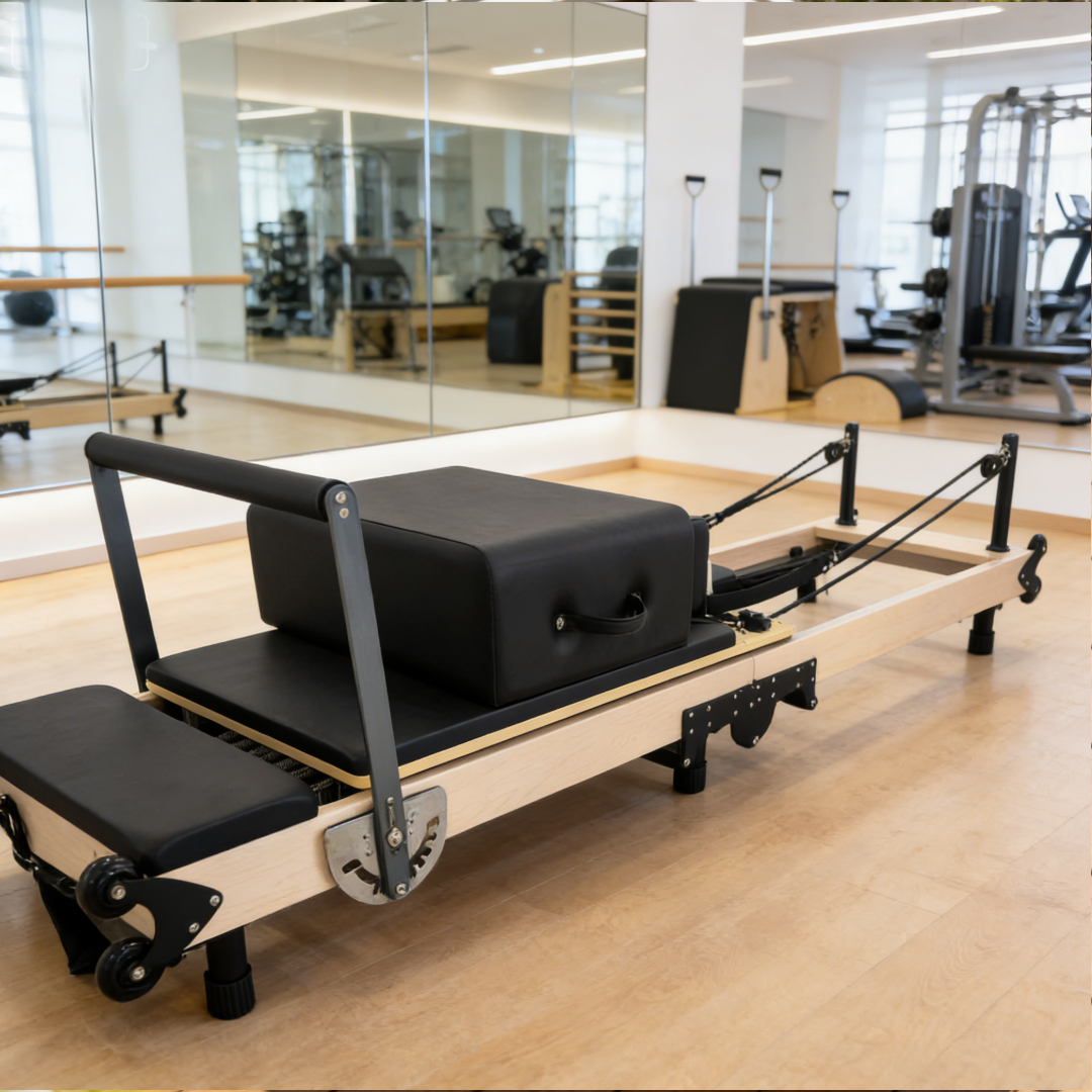 Pilates & Yoga Unleashed International Academy Yonkers - Multifunctional Foldable Maple Pilates Reformer, Portable