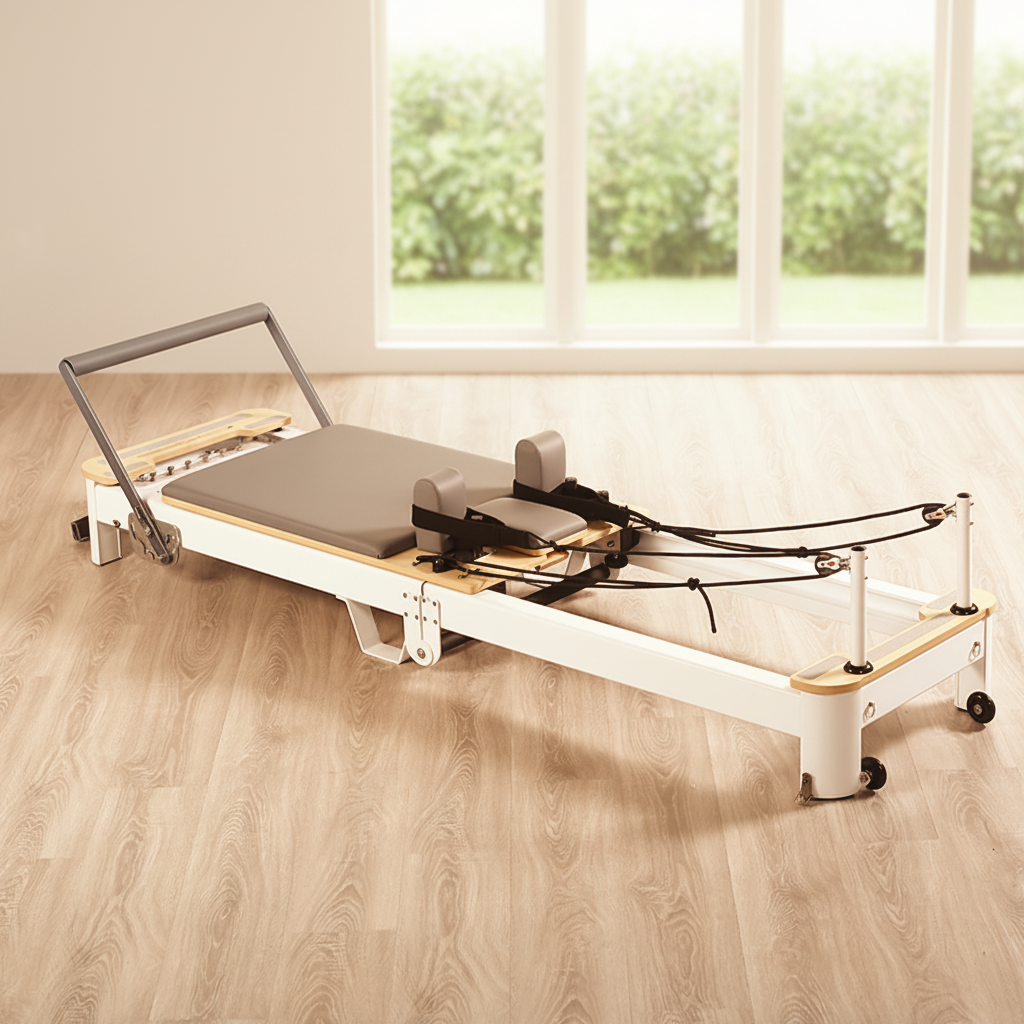 Pilates & Yoga Unleashed International Academy Yonkers - Premium Foldable Aluminum Pilates Reformer, Space-Saving