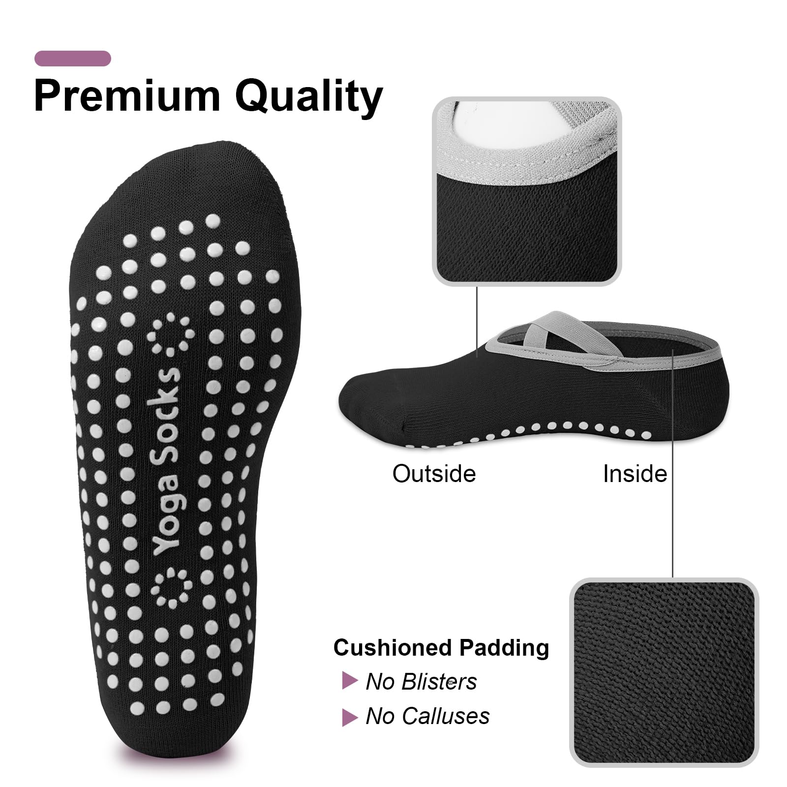 4-pack women's Pilates socks,  - Pilates Yoga Shoes avaliação e preço