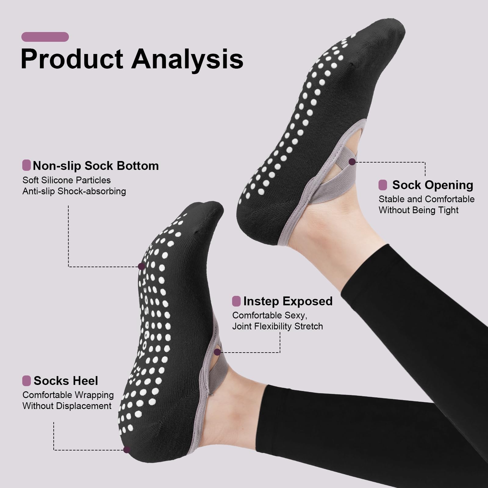 4-pack women's Pilates socks,  - Pilates Yoga Shoes avaliação e preço