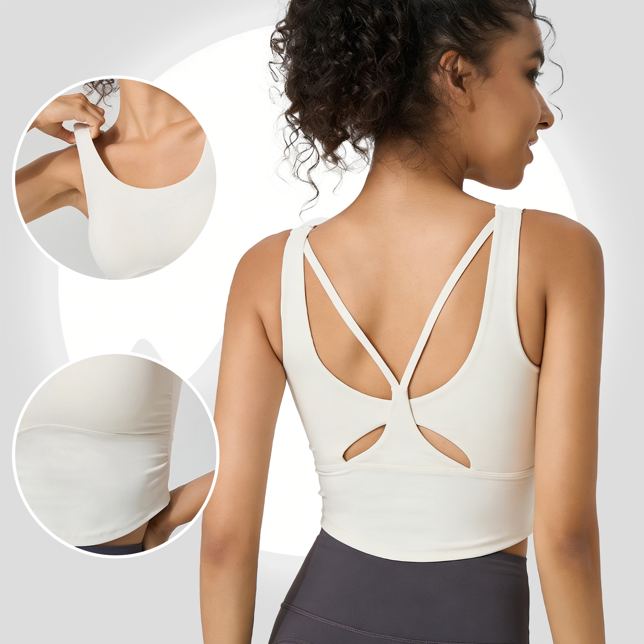 Women's Fixed Cup Yoga Sports  - Pilates Yoga Top avaliação e preço